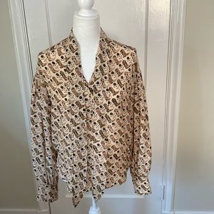 Sandro women’s blouse size 1 (xs - s). Cowboy boot print EUC